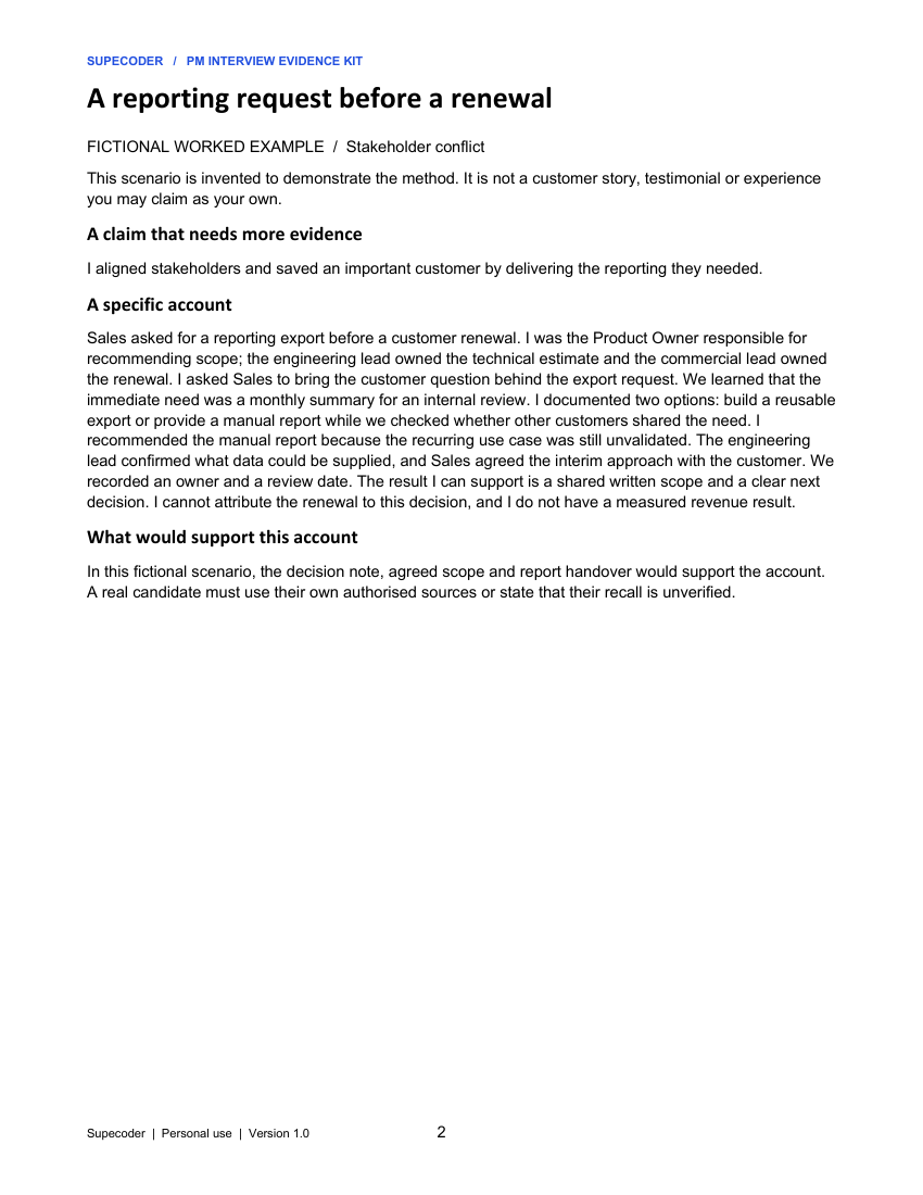 Actual public sample: annotated fictional interview example